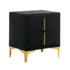 Bios 24 Inch Nightstand 2 Drawers Black Vegan Faux Leather Gold Accents By Casagear Home BM302193