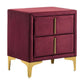 Bios 24 Inch Nightstand 2 Drawers Red Vegan Faux Leather Gold Accents By Casagear Home BM302194