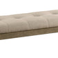 Alfa 48 Inch Farmhouse Bench Beige Fabric Tufted Seating Brown Wood By Casagear Home BM302200