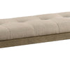 Alfa 48 Inch Farmhouse Bench Beige Fabric Tufted Seating Brown Wood By Casagear Home BM302200