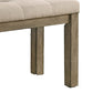 Alfa 48 Inch Farmhouse Bench Beige Fabric Tufted Seating Brown Wood By Casagear Home BM302200