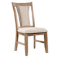 Mana 20 Inch Wood Dining Chair Set of 2 Beige Fabric Rich Brown Frame By Casagear Home BM302202