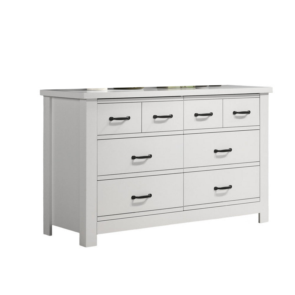 Jermy 51 Inch Wide , 6 Drawers, Black Handles, Crisp White Finish By Casagear Home