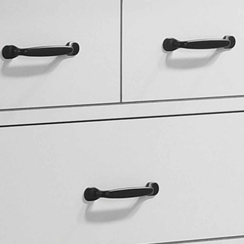 Jermy 51 Inch Wide 6 Drawers Black Handles Crisp White Finish By Casagear Home BM302228