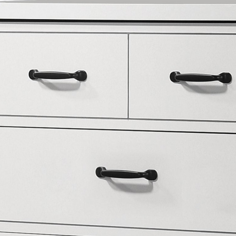 Jermy 47 Inch Tall Dresser 5 Drawers Black Handles Crisp White Finish By Casagear Home BM302229