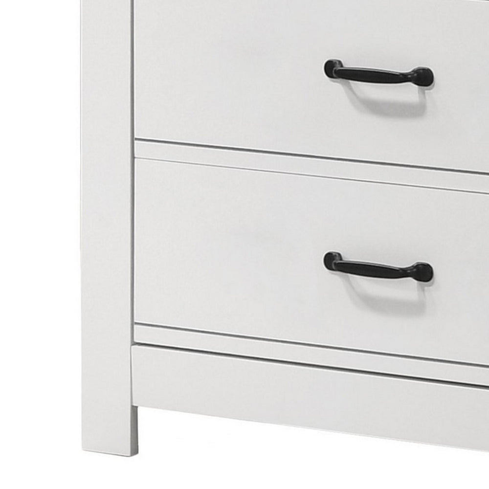 Jermy 47 Inch Tall Dresser 5 Drawers Black Handles Crisp White Finish By Casagear Home BM302229