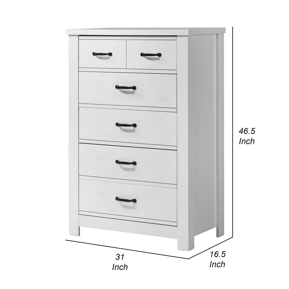 Jermy 47 Inch Tall Dresser 5 Drawers Black Handles Crisp White Finish By Casagear Home BM302229