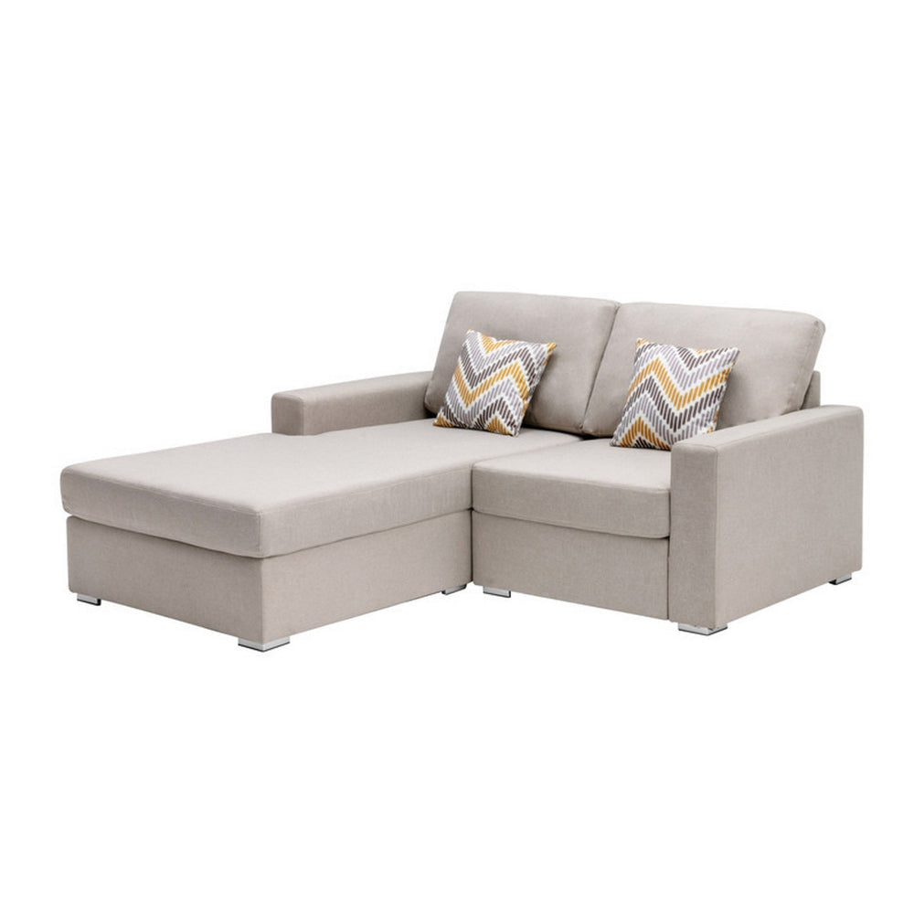 Lini 67 Inch 2 Piece Sectional Loveseat, Reversible Chaise, Beige Linen By Casagear Home