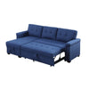 84 Inch Reversible Tufted Sectional Sleeper Sofa with Chaise Lounger Blue By Casagear Home BM302268