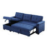 84 Inch Reversible Tufted Sectional Sleeper Sofa with Chaise Lounger Blue By Casagear Home BM302268