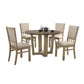 Tani 5pc Round Dining Table Set, 4 Chairs with Brown Beige Upholstery By Casagear Home