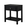 Fimo 27 Inch Nightstand with Drawer and Shelf Glass Top Modern Black Wood By Casagear Home BM302305