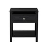 Fimo 27 Inch Nightstand with Drawer and Shelf Glass Top Modern Black Wood By Casagear Home BM302305