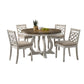 5 Piece Dining Table Set, 4 Ergonomic Chairs, Off White Upholstery, Brown By Casagear Home