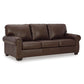 92 Inch Sofa, Nailhead Trim, Cushion Seating, Brown Leather Upholstery By Casagear Home