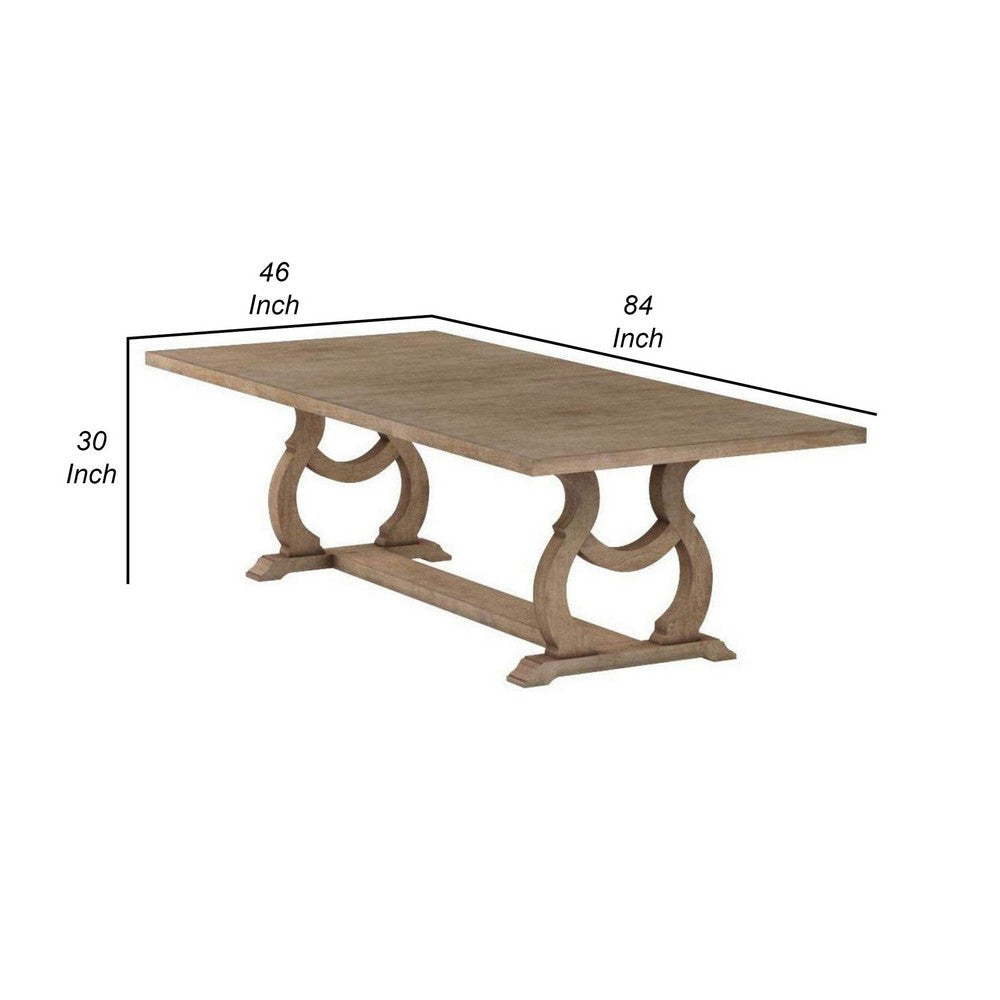 Sev 84-104 Inch Dining Table Removable Extension Leaf Trestle Base Brown By Casagear Home BM302412