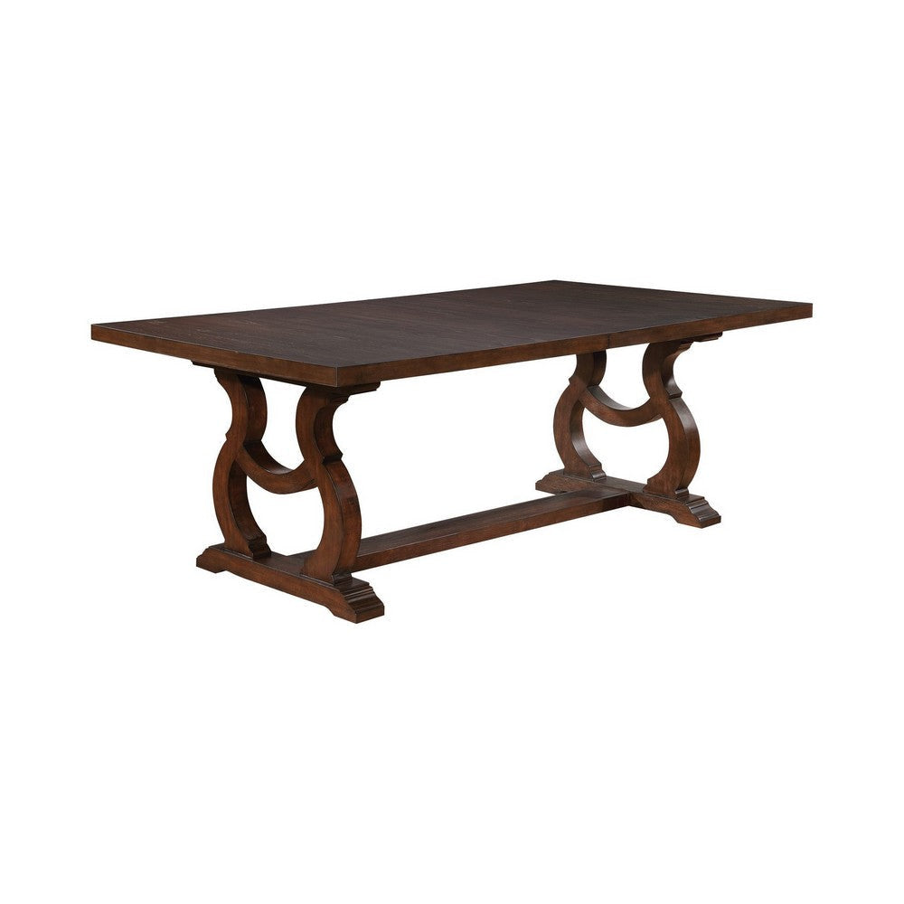 Sev 84-104 Inch Dining Table, Removable Extension Leaf, Antique Java Brown By Casagear Home