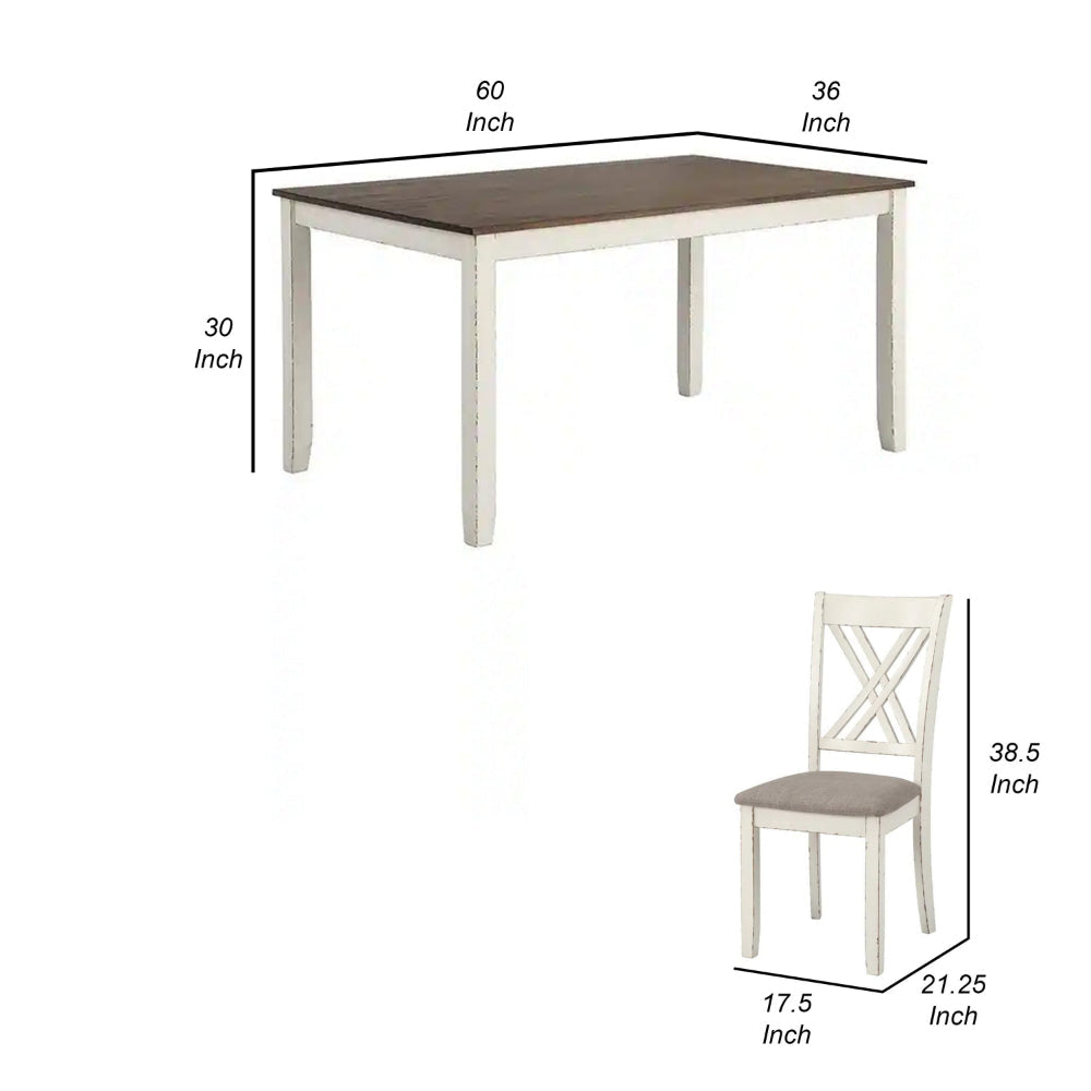 7 Piece Dining Set Dry Brushed Weathered Wood Surface Gray Upholstery By Casagear Home BM302426