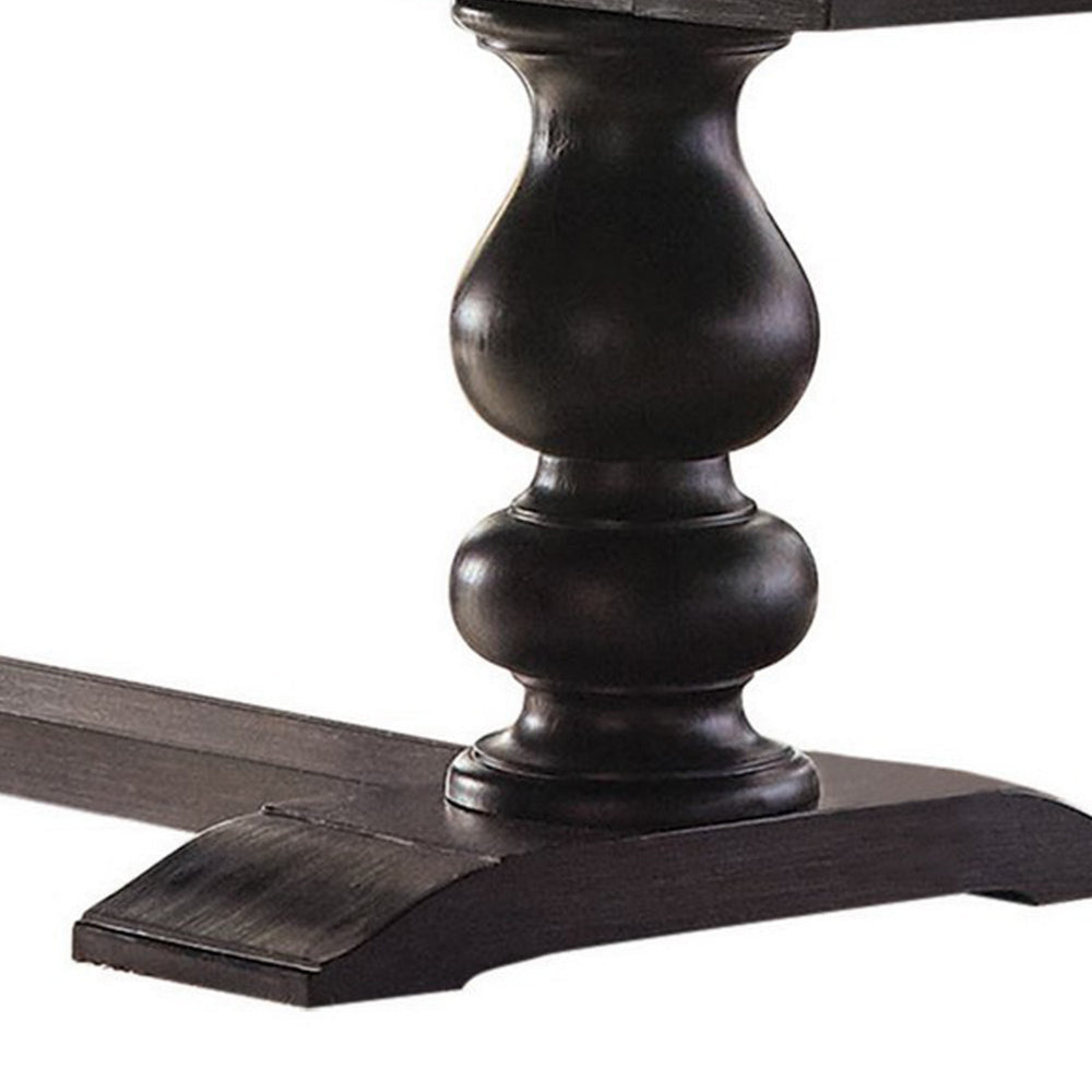 95-123 Inch Dining Table 2 Extension Leaves Turned Antique Black Wood By Casagear Home BM302454