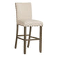 Lok 30 Inch Wood Barstool Set of 2 Nailhead Trim Padded Seating Beige By Casagear Home BM302479