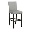 Lok 30 Inch Wood Barstool Set of 2 Nailhead Trim Padded Seating Gray By Casagear Home BM302481