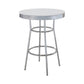 42 Inch Round Bar Table, Ribbed Apron, Glossy White Lacquer, Retro Style By Casagear Home