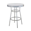 42 Inch Round Bar Table, Ribbed Apron, Glossy White Lacquer, Retro Style By Casagear Home