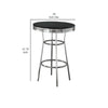 42 Inch Round Bar Table Ribbed Apron Glossy Black Lacquer Retro Style By Casagear Home BM302503