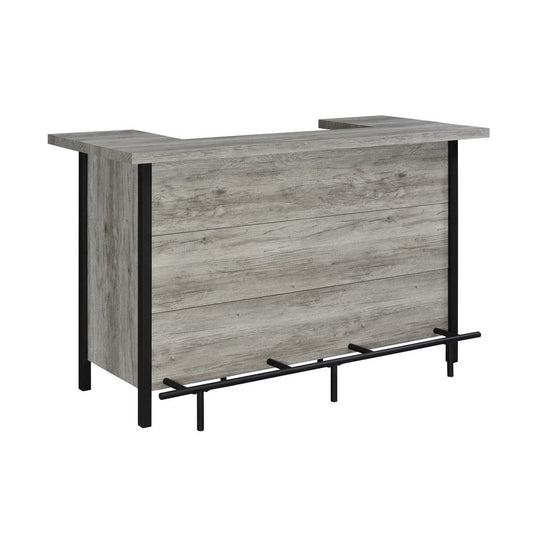 71 Inch Rectangular Home Bar Serving Unit, Storage Shelves, Two Tiers, Gray By Casagear Home