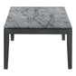 Kyo 47 Inch Coffee Table Gray Faux Marble Top Sandy Texturing Black Legs By Casagear Home BM302514