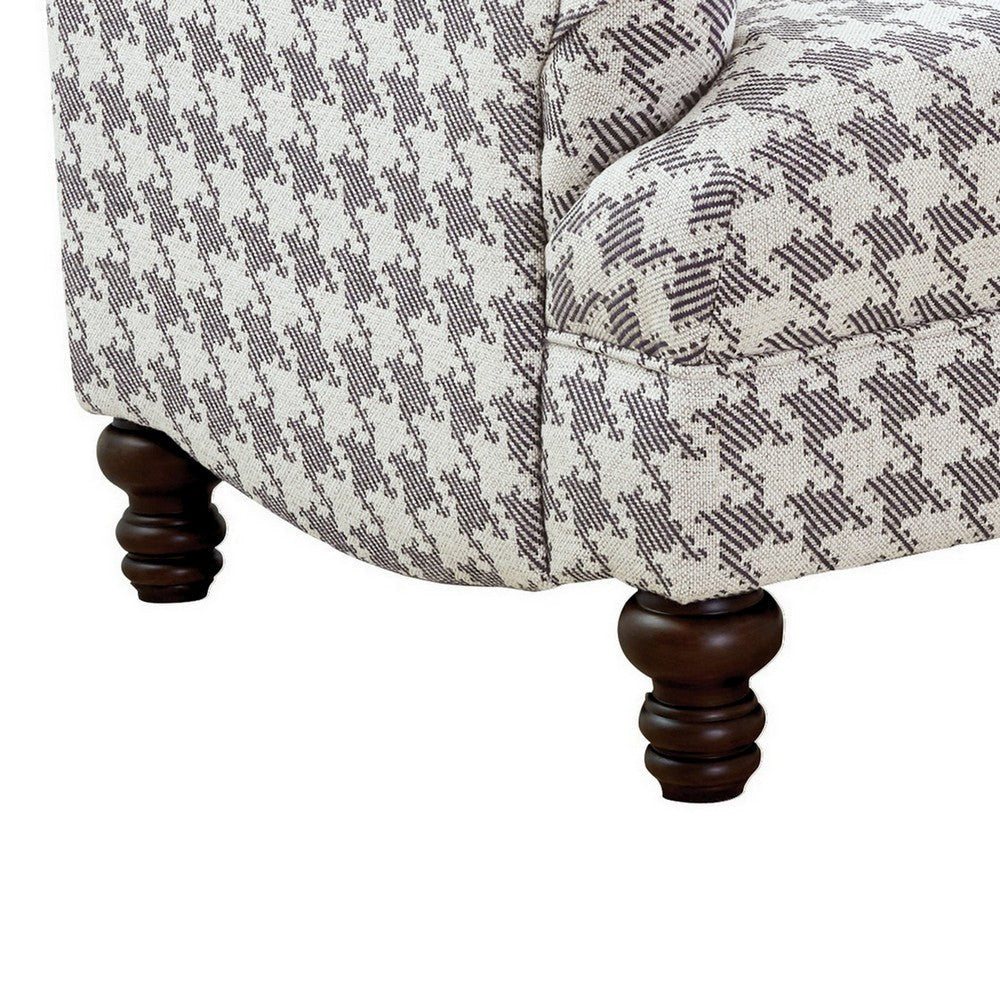 Liya 40 Inch Foam Accent Armchair with Houndstooth Design Gray Upholstery By Casagear Home BM302537