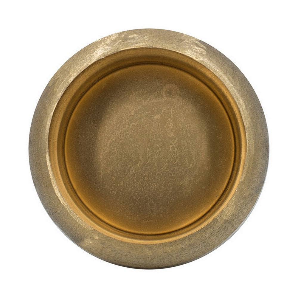 2 Piece Rounded Decorative Bowls Gold Metal Hammered Texture Wide Ingress By Casagear Home BM302554