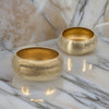 2 Piece Rounded Decorative Bowls, Gold Metal Hammered Texture, Wide Ingress By Casagear Home