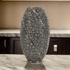 14 Inch Aluminum Accent Vase, Tall Curved Cut Out Design, Intricate Details By Casagear Home