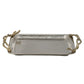 16 Inch Rectangular Decorative Tray Branch Design Handles Silver Gold By Casagear Home BM302615