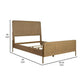 Sea Wood Queen Size Bed with Woven Cane Design Open Panel 4 Slats Brown By Casagear Home BM302724