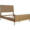 Sea Wood Queen Size Bed with Woven Cane Design, Open Panel, 4 Slats, Brown By Casagear Home