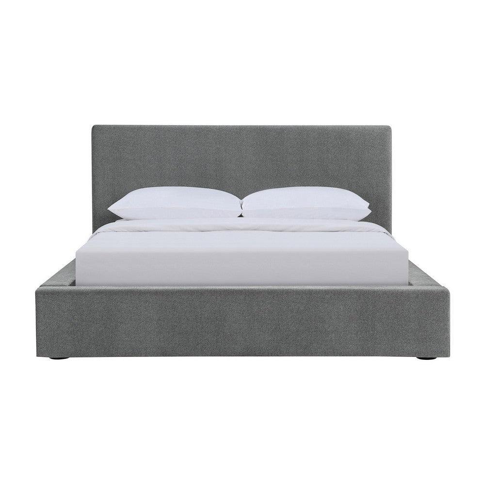 Jivi California King Platform Bed Low Profile Gray Fabric Upholstered By Casagear Home BM302741