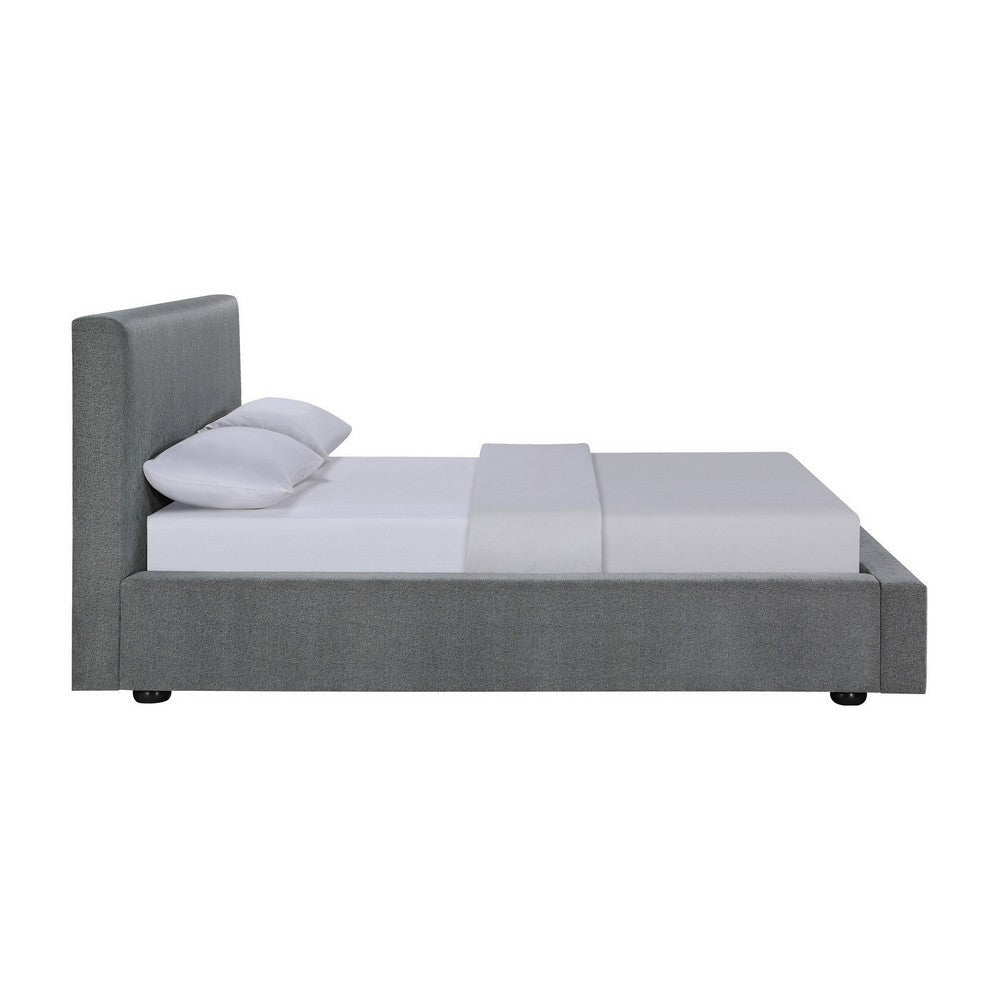 Jivi California King Platform Bed Low Profile Gray Fabric Upholstered By Casagear Home BM302741