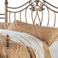 Kish King Metal Bed Swirling Floral Motifs Acorn Finials Antique Gold By Casagear Home BM302748