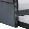 Fila Twin Daybed with Trundle Tufted Rolled Arms Gray Velvet Upholstered By Casagear Home BM302751