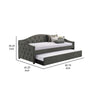 Mosh Twin Size Daybed with Trundle Camelback Gray Fabric Upholstered By Casagear Home BM302755