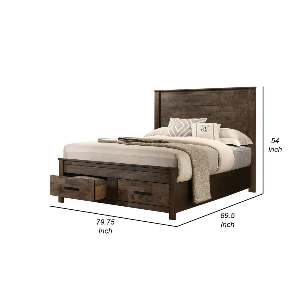 Frio California King Storage Bed 2 Drawers Low Platform Rustic Brown By Casagear Home BM302765