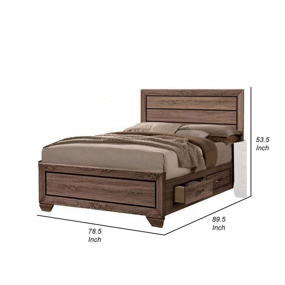 Bello California King Size Storage Bed 2 Drawers Wood Grains Warm Brown By Casagear Home BM302775