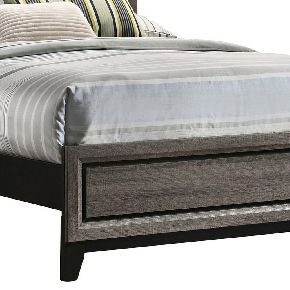 Mela Full Size Panel Bed Groove Design Tapered Legs Gray and Black By Casagear Home BM302778