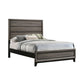 Mela Full Size Panel Bed, Groove Design, Tapered Legs, Gray and Black By Casagear Home