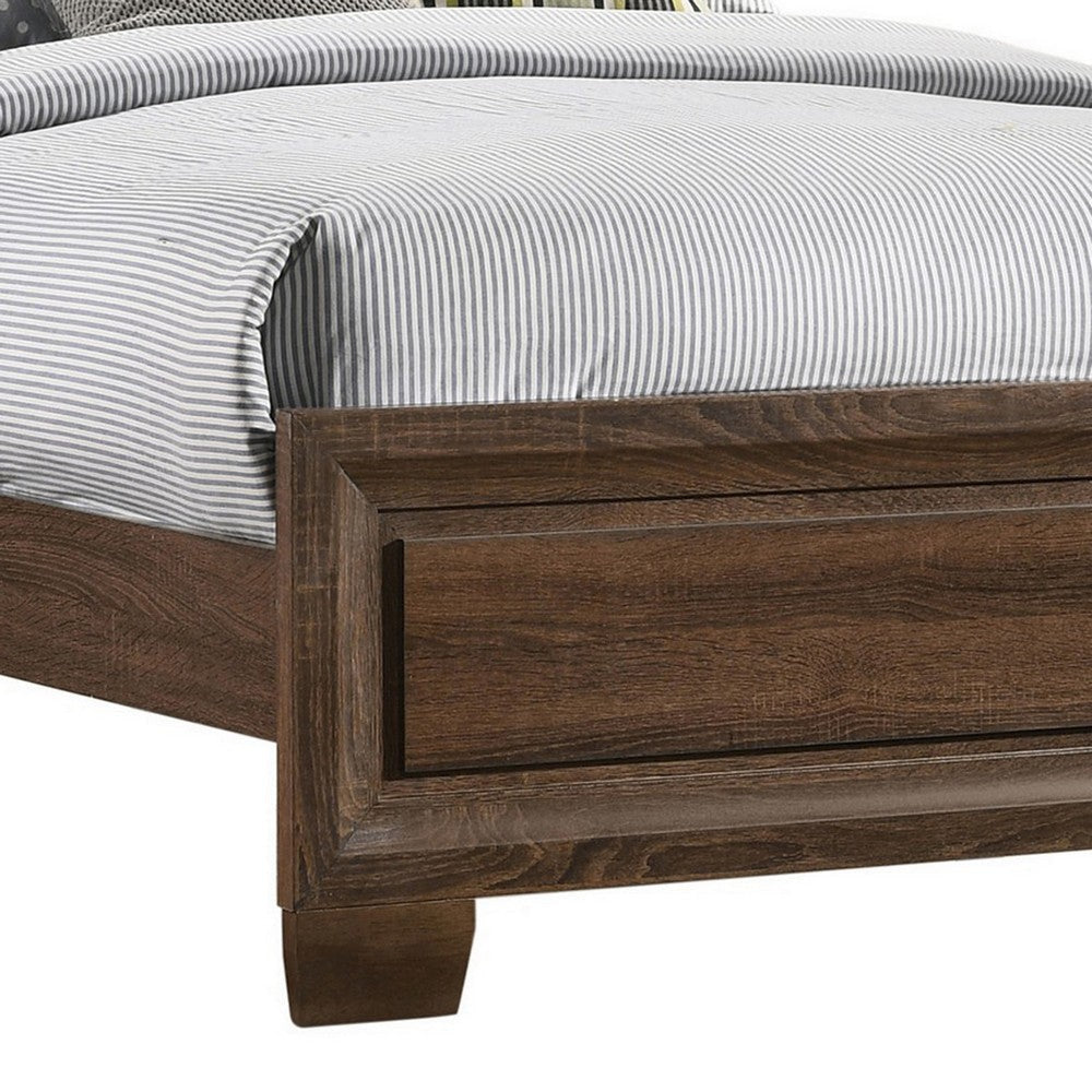 Amor Full Size Bed Modern Carved Panel Design Tapered Legs Brown By Casagear Home BM302781