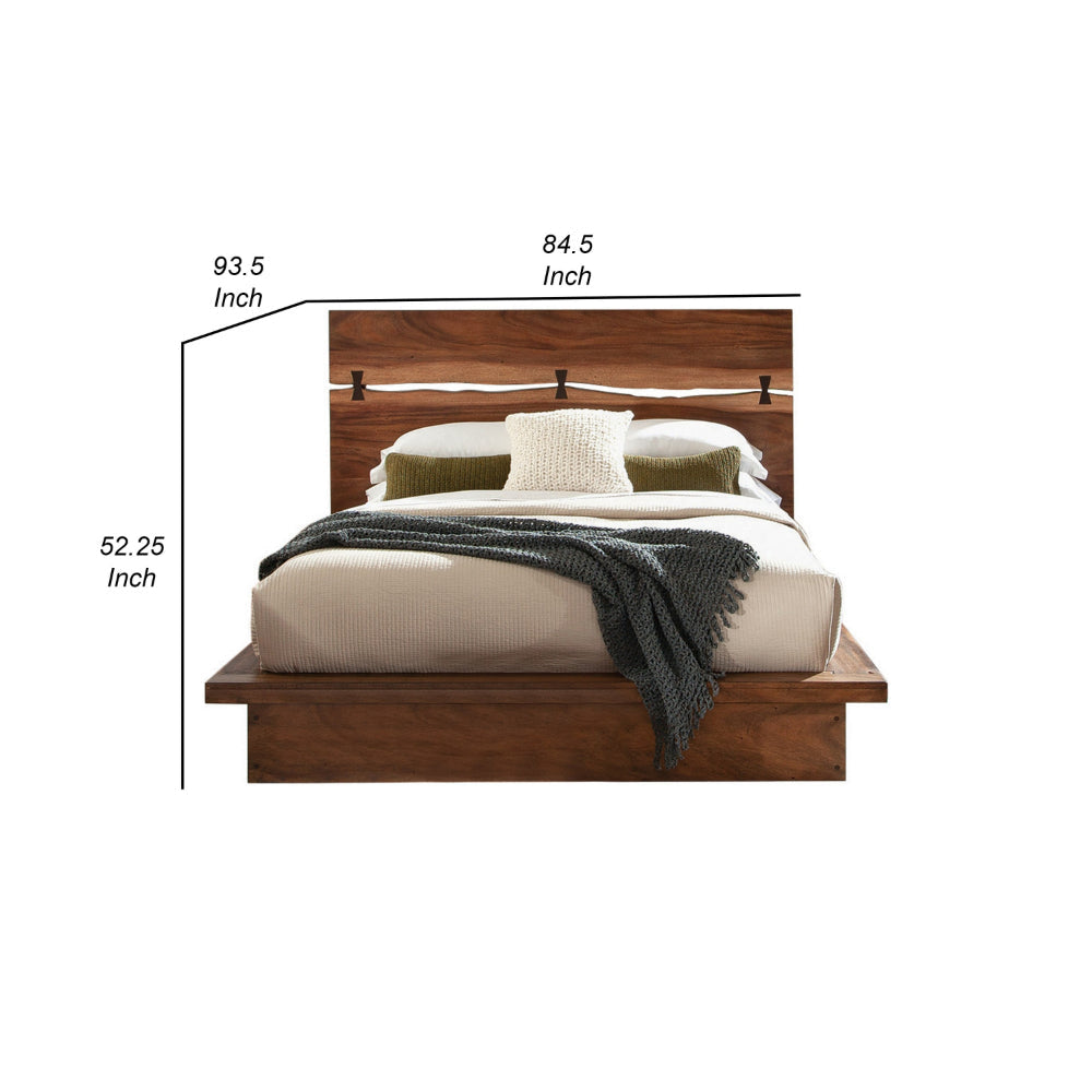 Zeko California King Platform Plinth Bed Natural Edge Walnut Brown Wood By Casagear Home BM302795