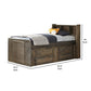 Sun Twin Storage Bed Storage Headboard 3 Compartments Smoke Brown Wood By Casagear Home BM302797