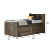 Sun Twin Storage Bed Storage Headboard 3 Compartments Smoke Brown Wood By Casagear Home BM302797